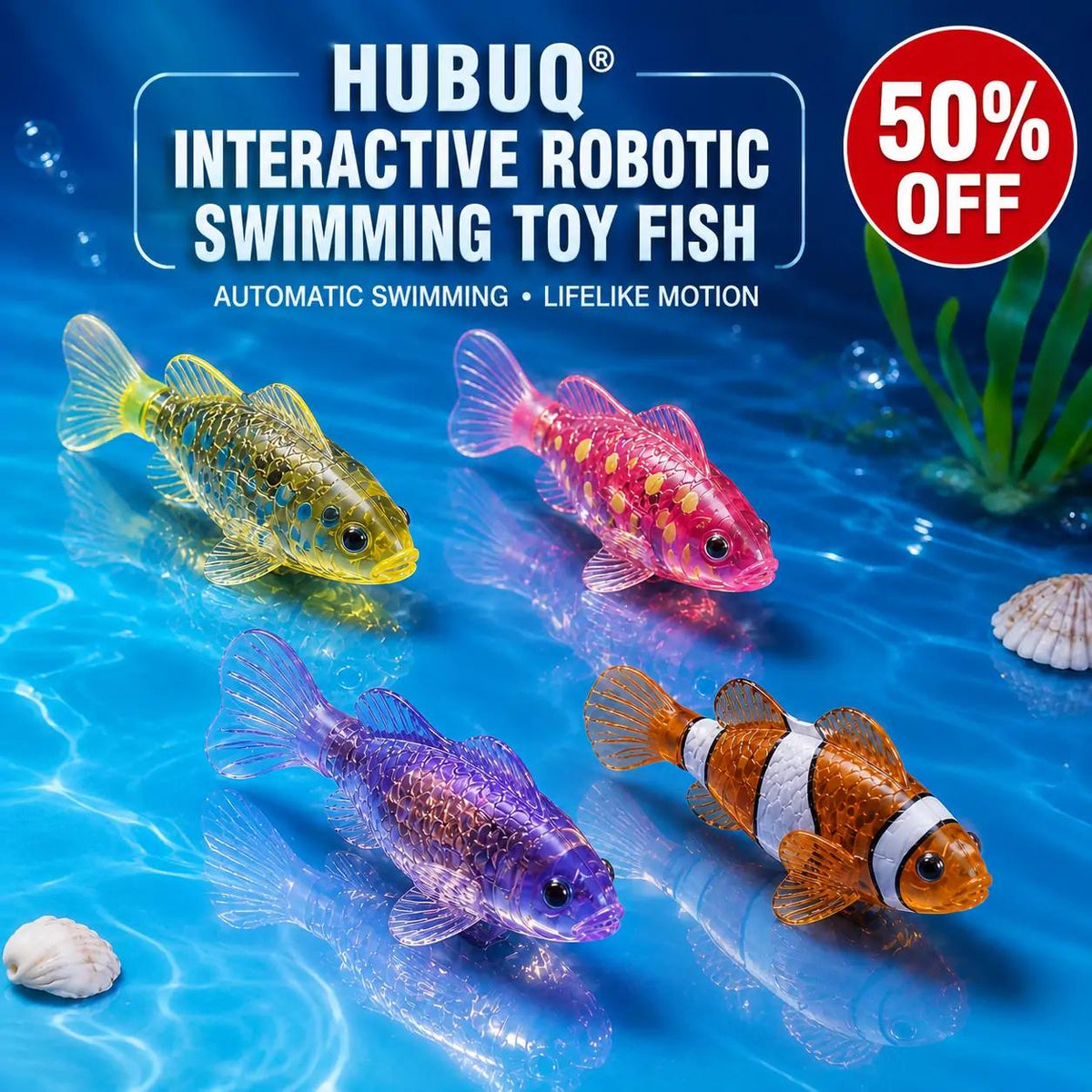 HUBUQ® Interactive Light-Up Robotic Toy Fish