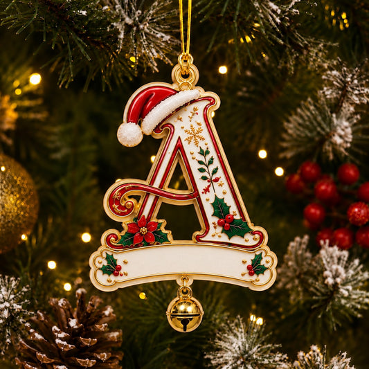 Christmas Letter Ornament A–Z with Hanging Bell · 1