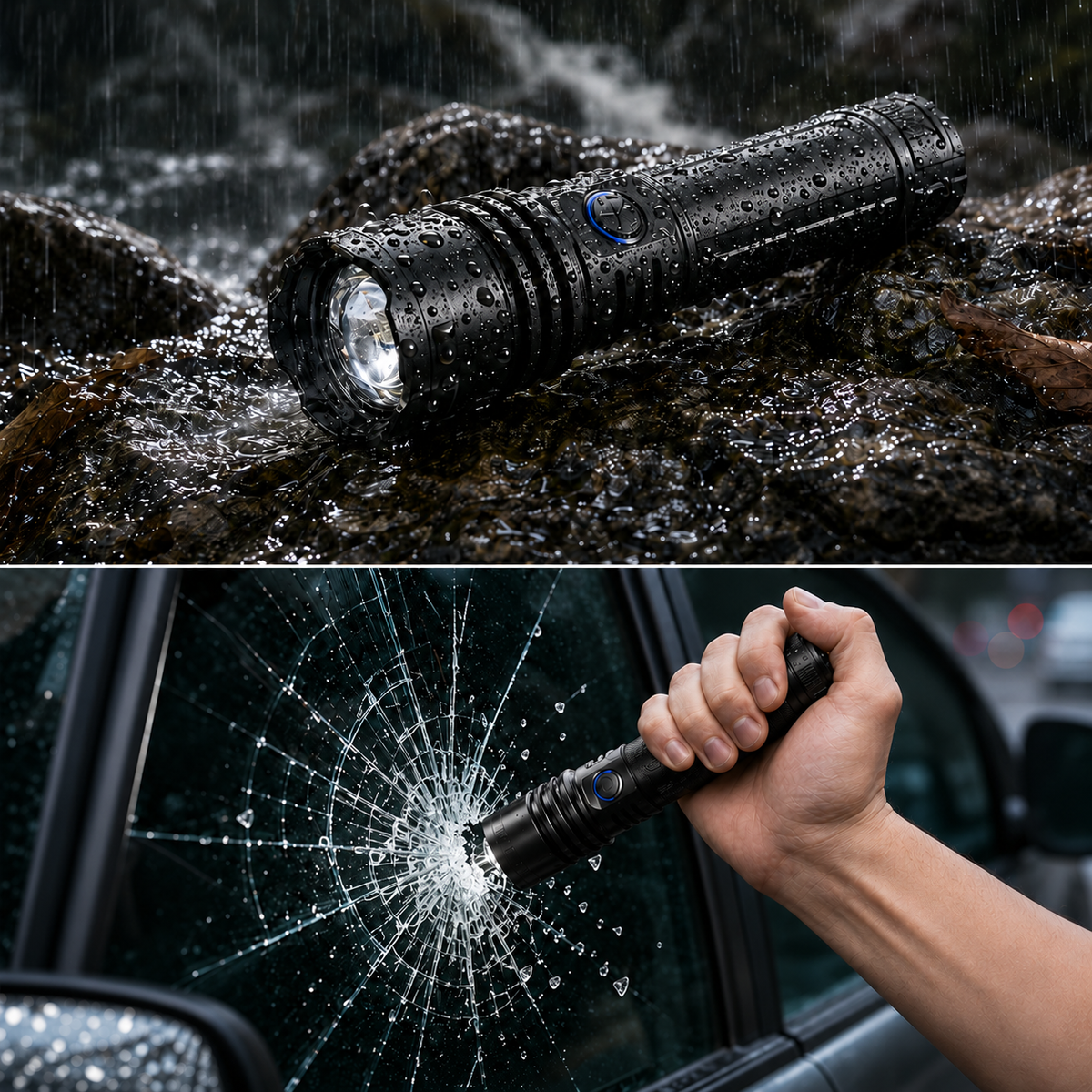 Aurexona Rechargeable Zoom Flashlight with SOS & Battery Indicator