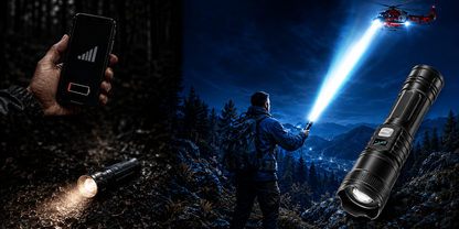 Aurexona Rechargeable Zoom Flashlight with SOS & Battery Indicator