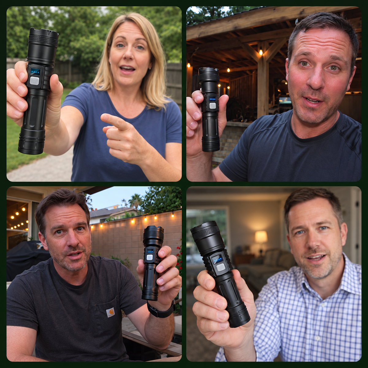 Aurexona Rechargeable Zoom Flashlight with SOS & Battery Indicator
