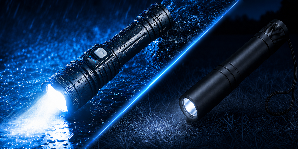 Aurexona Rechargeable Zoom Flashlight with SOS & Battery Indicator