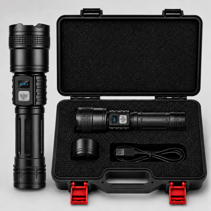 Aurexona Rechargeable Zoom Flashlight with SOS & Battery Indicator
