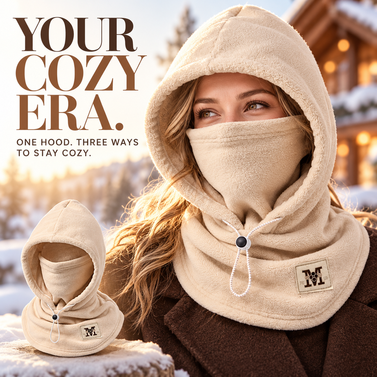 3-in-1 Fleece Winter Hood with Face & Neck Cover
