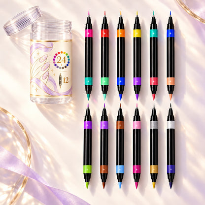 Dual-Tip Nail Art Pens — 12 Pens, 24 Colors per Set · 3