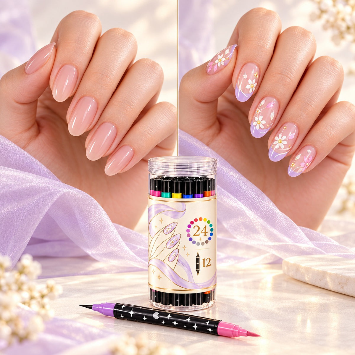 Dual-Tip Nail Art Pens — 12 Pens, 24 Colors per Set · 5