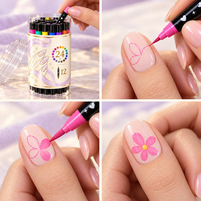 Dual-Tip Nail Art Pens — 12 Pens, 24 Colors per Set · 6