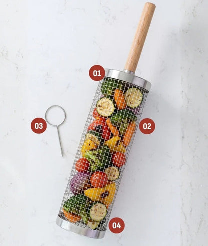 Rolling Grill Basket with Removable Wooden Handle · 10